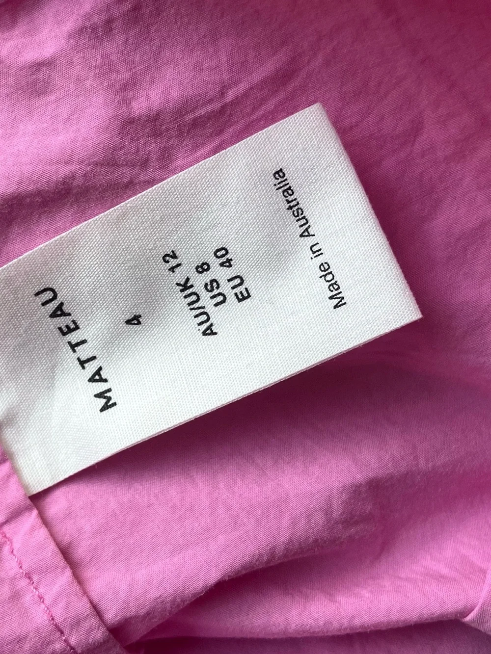 MATTEAU Boho Popover Blouse Pink Puff Sleeve Size 8 US 12 UK 40 EU
